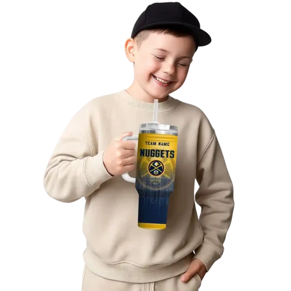 personalized denver nuggets gradient dots blue curved tumbler latest model 1.webp