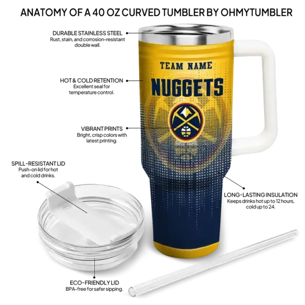personalized denver nuggets gradient dots blue curved tumbler new arrival 1.webp