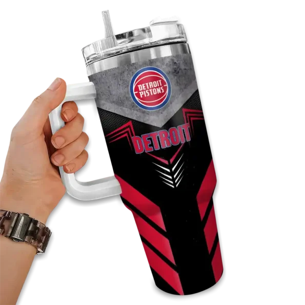 personalized detroit pistons arrow armor red black curved tumbler fashion forward 1.webp