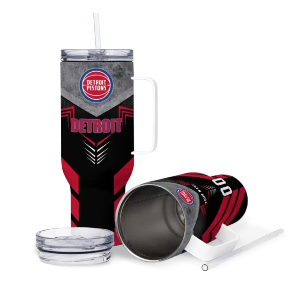 personalized detroit pistons arrow armor red black curved tumbler high quality 1.webp