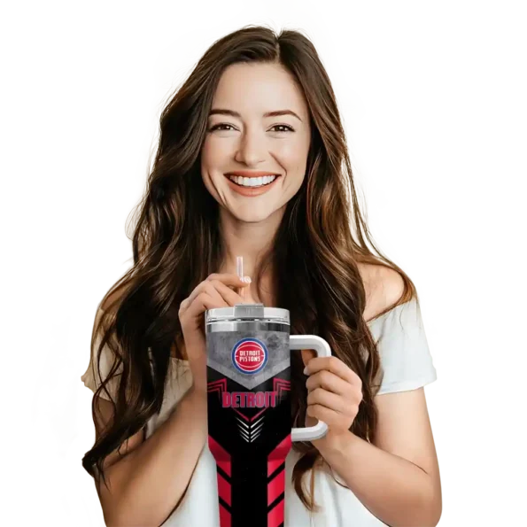 personalized detroit pistons arrow armor red black curved tumbler premium grade 1.webp