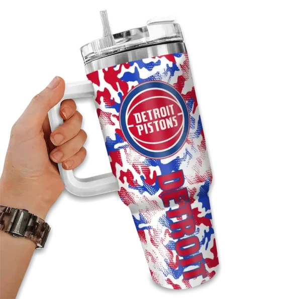 personalized detroit pistons camo mashup red white curved tumbler fashion forward 1.webp