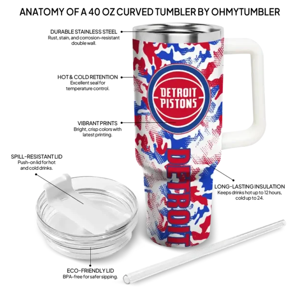 personalized detroit pistons camo mashup red white curved tumbler new arrival 1.webp