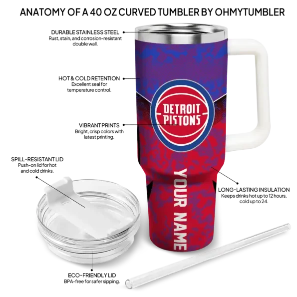 personalized detroit pistons chevron stripe red curved tumbler new arrival 1.webp