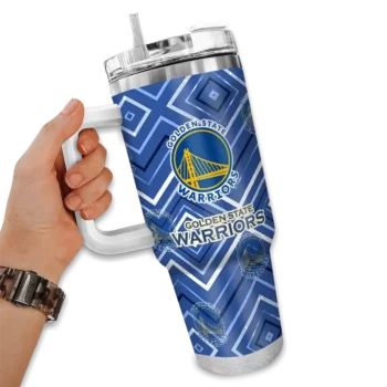 personalized golden state warriors bold diamonds blue curved tumbler fashion forward 1.webp