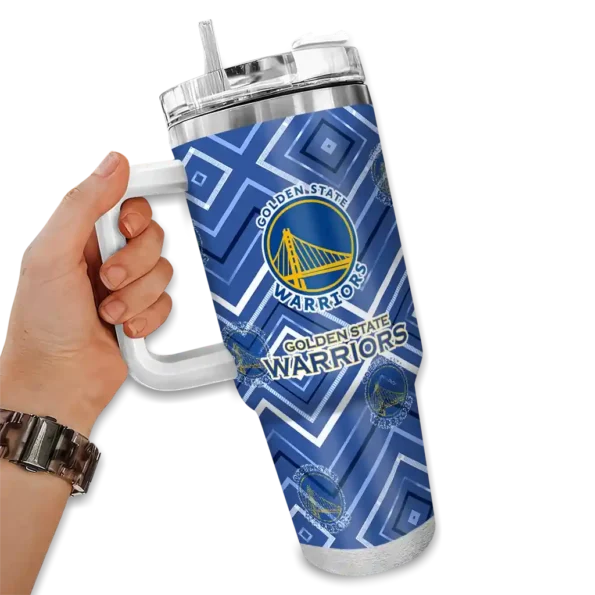 personalized golden state warriors bold diamonds blue curved tumbler fashion forward 1.webp