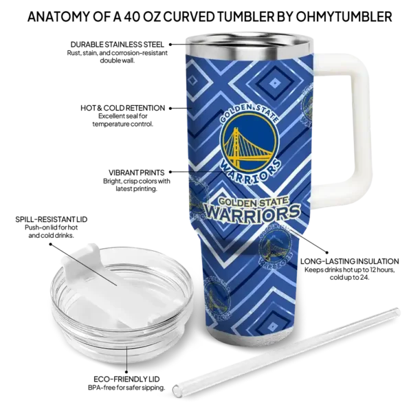 personalized golden state warriors bold diamonds blue curved tumbler new arrival 1.webp