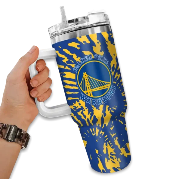 personalized golden state warriors burst swirl blue curved tumbler fashion forward 1.webp