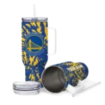 personalized golden state warriors burst swirl blue curved tumbler best selling 1.webp