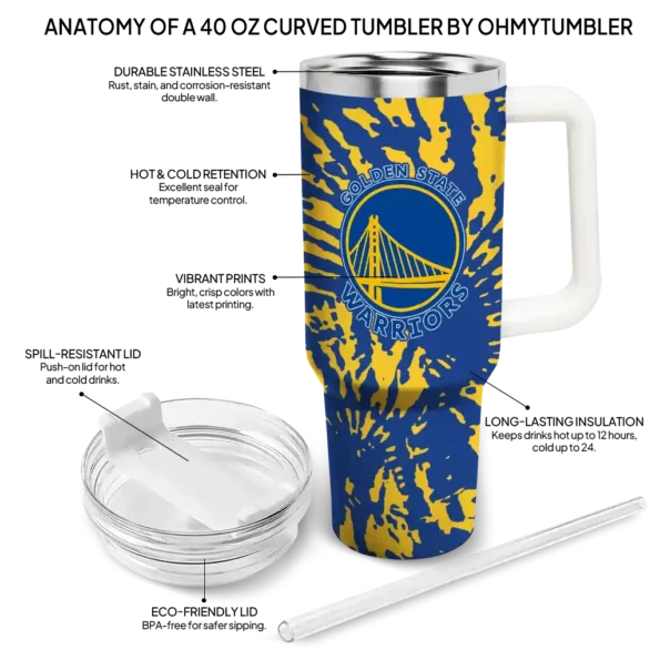 personalized golden state warriors burst swirl blue curved tumbler new arrival 1.webp