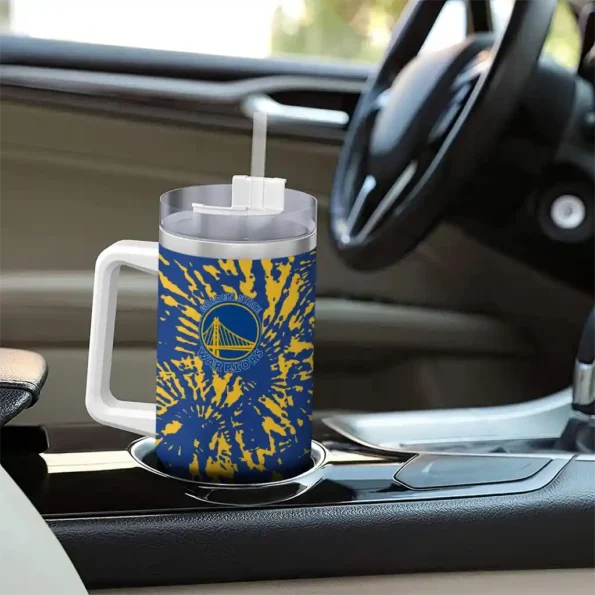 personalized golden state warriors burst swirl blue curved tumbler trendy 1.webp