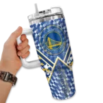 personalized golden state warriors chevron angle blue curved tumbler best selling 1.webp