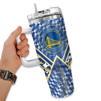 personalized golden state warriors chevron angle blue curved tumbler fashion forward 1.webp