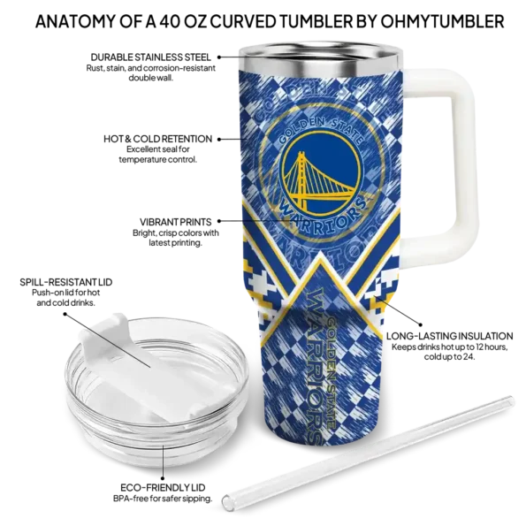 personalized golden state warriors chevron angle blue curved tumbler new arrival 1.webp