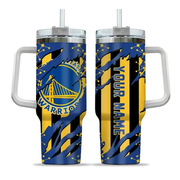 personalized golden state warriors claw cut blue black curved tumbler best selling 1.webp