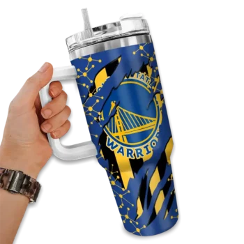 personalized golden state warriors claw cut blue black curved tumbler fashion forward 1.webp
