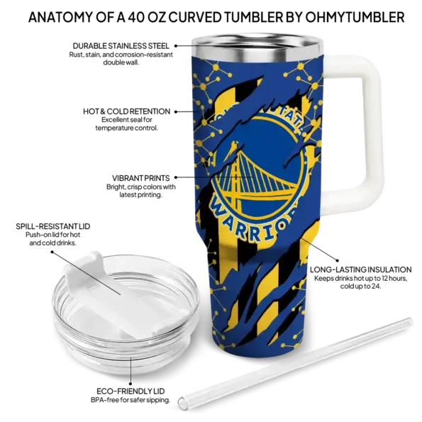 personalized golden state warriors claw cut blue black curved tumbler new arrival 1.webp