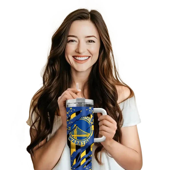 personalized golden state warriors claw cut blue black curved tumbler premium grade 1.webp