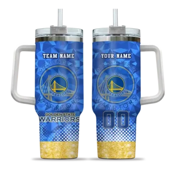 personalized golden state warriors geometric prism blue curved tumbler best selling 1.webp
