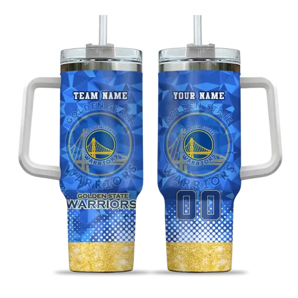 personalized golden state warriors geometric prism blue curved tumbler best selling 1.webp