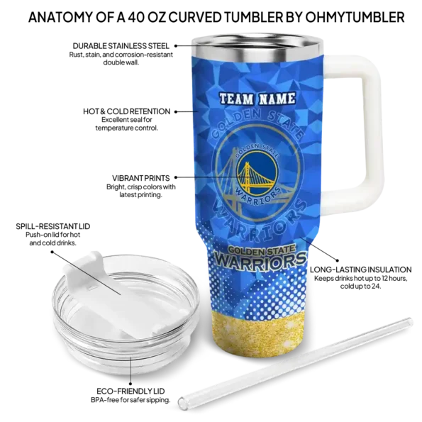 personalized golden state warriors geometric prism blue curved tumbler new arrival 1.webp