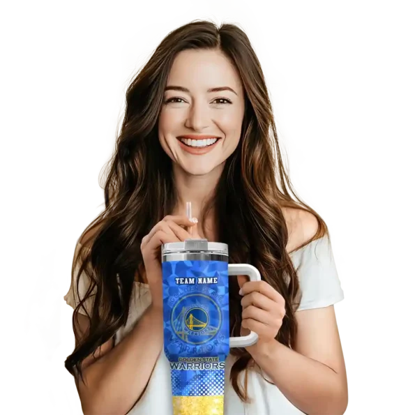 personalized golden state warriors geometric prism blue curved tumbler premium grade 1.webp