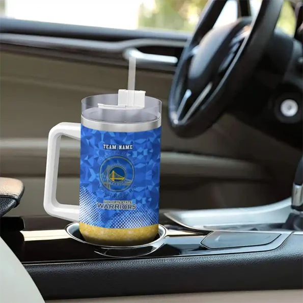 personalized golden state warriors geometric prism blue curved tumbler trendy 1.webp