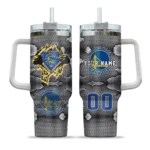 personalized golden state warriors superman shield blue gray curved tumbler best selling 1.webp