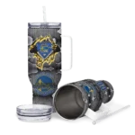 personalized golden state warriors superman shield blue gray curved tumbler best selling 1.webp