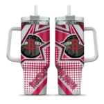 personalized houston rockets arrow burst red curved tumbler best selling 1.webp