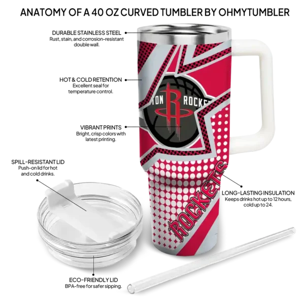 personalized houston rockets arrow burst red curved tumbler new arrival 1.webp