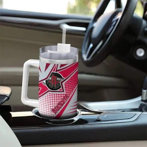 personalized houston rockets arrow burst red curved tumbler trendy 1.webp