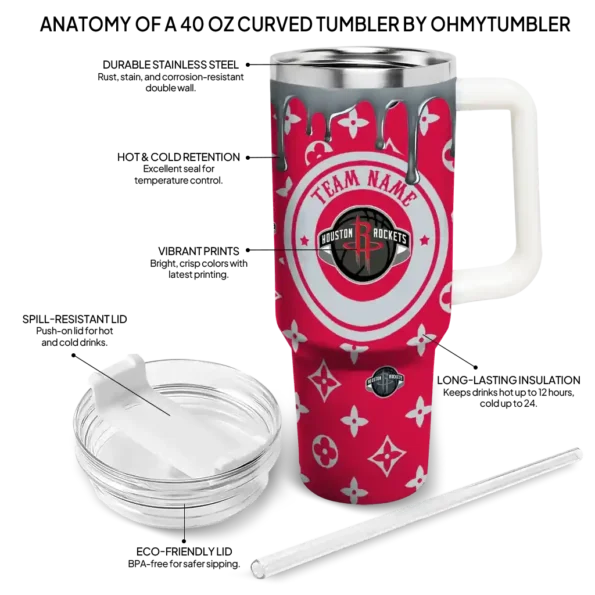 personalized houston rockets bullseye drips red curved tumbler new arrival 1.webp