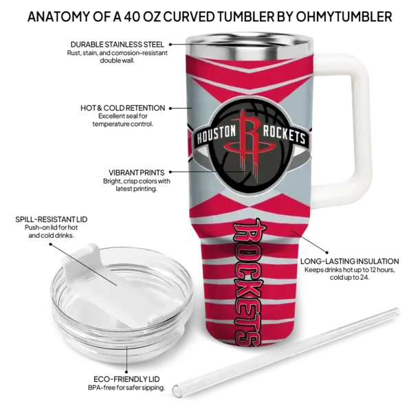 personalized houston rockets chevron layers red curved tumbler new arrival 1.webp