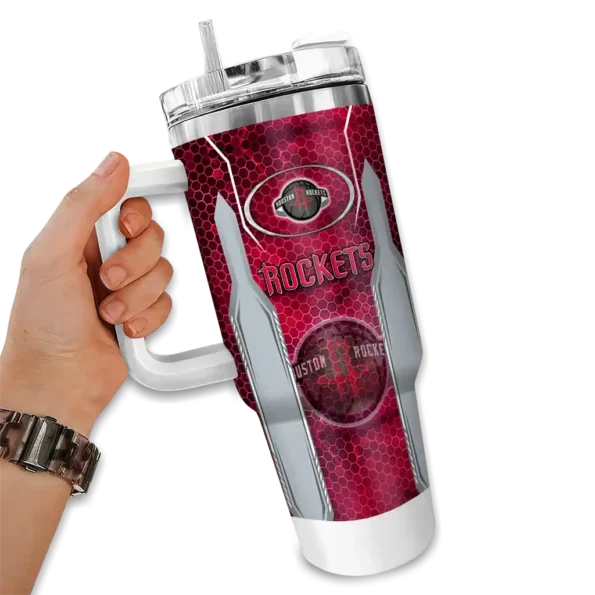 personalized houston rockets hexagon armor red curved tumbler fashion forward 1.webp