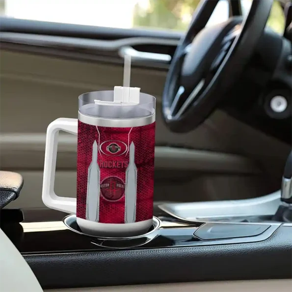 personalized houston rockets hexagon armor red curved tumbler trendy 1.webp