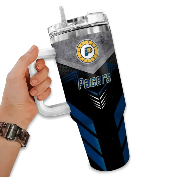 personalized indiana pacers arrow armor blue black curved tumbler fashion forward 1.webp