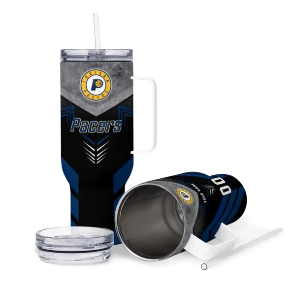 personalized indiana pacers arrow armor blue black curved tumbler high quality 1.webp