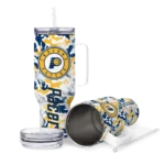 personalized indiana pacers camo mashup blue white curved tumbler best selling 1.webp