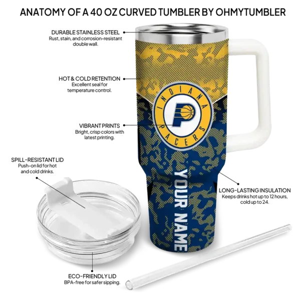 personalized indiana pacers chevron stripe blue curved tumbler new arrival 1.webp