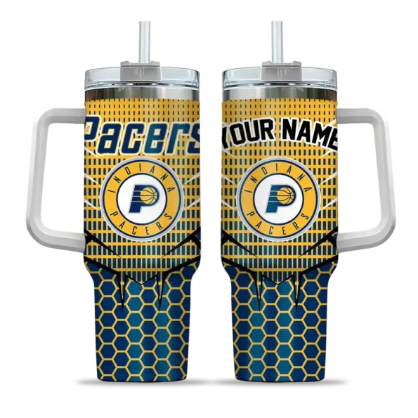personalized indiana pacers hex texture blue curved tumbler best selling 1.webp