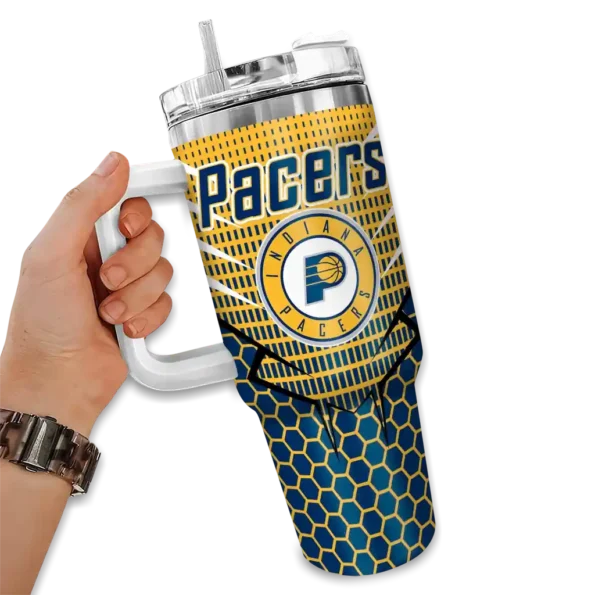 personalized indiana pacers hex texture blue curved tumbler fashion forward 1.webp