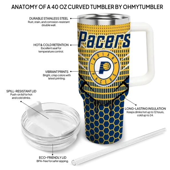 personalized indiana pacers hex texture blue curved tumbler new arrival 1.webp