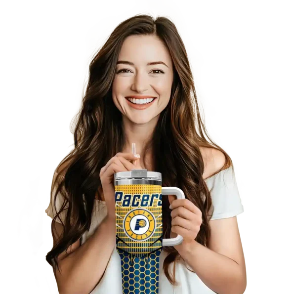 personalized indiana pacers hex texture blue curved tumbler premium grade 1.webp