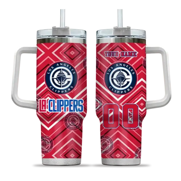 personalized los angeles clippers bold diamonds red curved tumbler best selling 1.webp