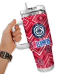 personalized los angeles clippers bold diamonds red curved tumbler best selling 1.webp