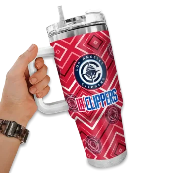 personalized los angeles clippers bold diamonds red curved tumbler fashion forward 1.webp