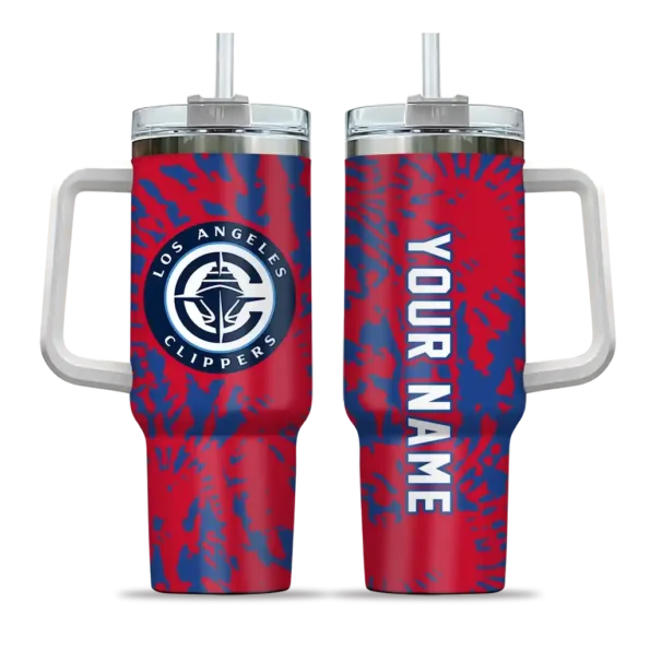 personalized los angeles clippers burst swirl red curved tumbler best selling 1.webp