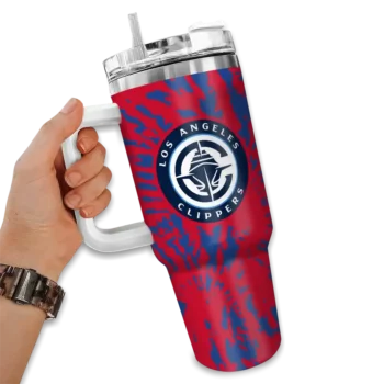 personalized los angeles clippers burst swirl red curved tumbler fashion forward 1.webp