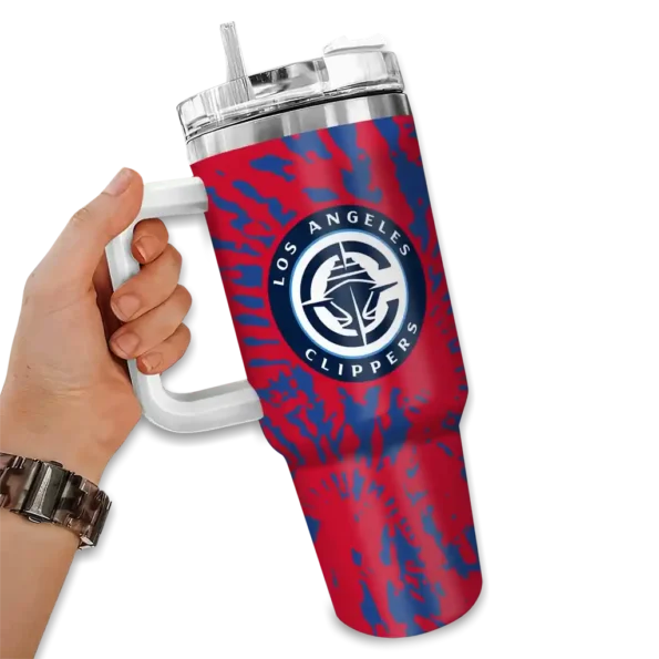 personalized los angeles clippers burst swirl red curved tumbler fashion forward 1.webp